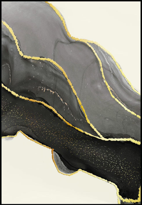 Piedra negra Oro real izquierdo Póster